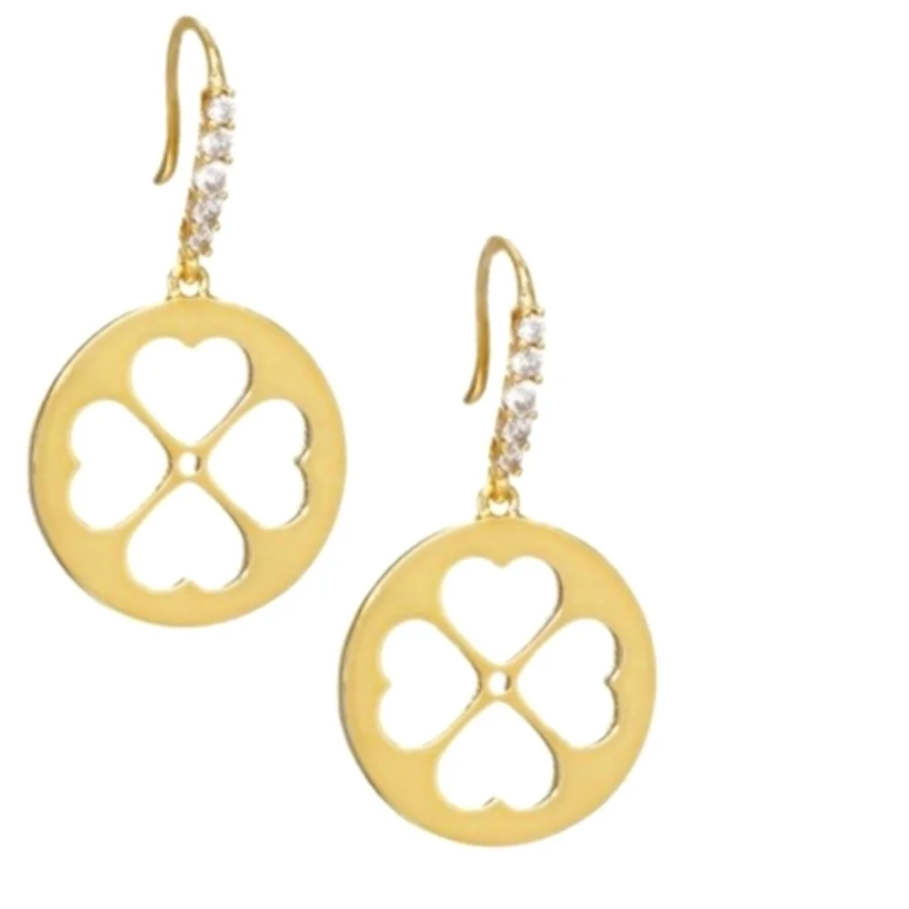 NWT Kate Spade Floral Symbols Earrings - gold/white cz
